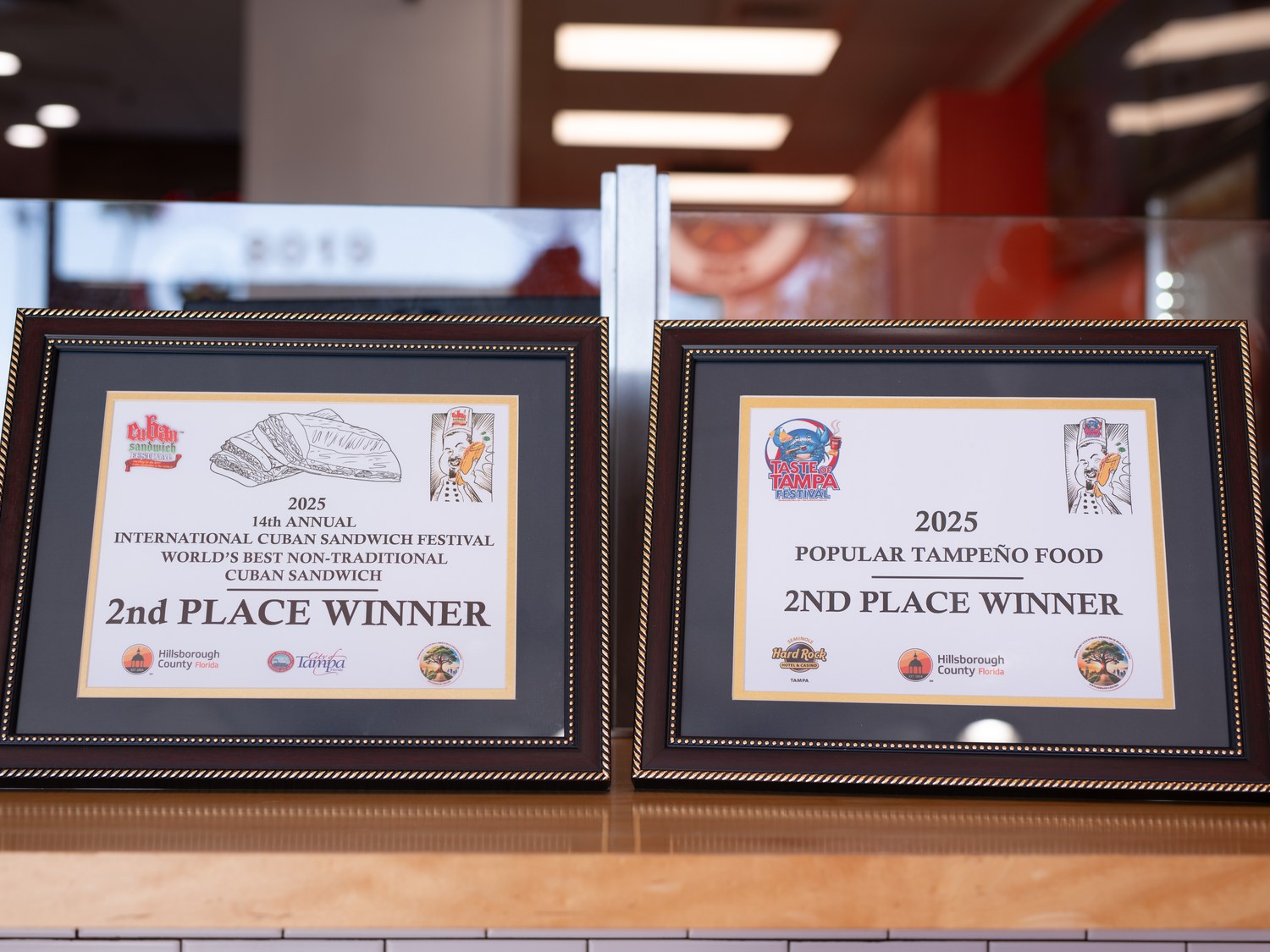 Southern Luv BBQ award plaques: 2nd Place, International Cuban Sandwich Festival